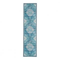 Washable Alana Teal/Ivory 2 ft. x 8 ft. by Linon Home Decor