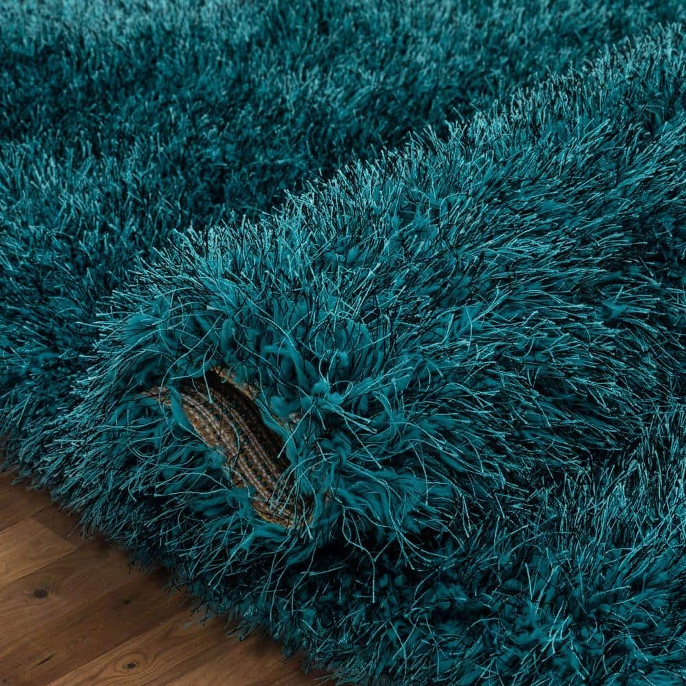 Kuki Chie Glam Solid Textured Ultra-Soft Teal 7 ft. 10 in. x 9 ft. 10 in. 2-Tone Shag Area Rug by Well Woven 8 Kuki Chie Glam Solid Textured Ultra-Soft Teal 7 ft. 10 in. x 9 ft. 10 in. 2-Tone Shag Area Rug by Well Woven - Image 6