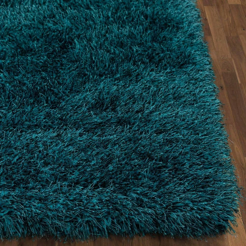 Kuki Chie Glam Solid Textured Ultra-Soft Teal 7 ft. 10 in. x 9 ft. 10 in. 2-Tone Shag Area Rug by Well Woven 7 Kuki Chie Glam Solid Textured Ultra-Soft Teal 7 ft. 10 in. x 9 ft. 10 in. 2-Tone Shag Area Rug by Well Woven - Image 5