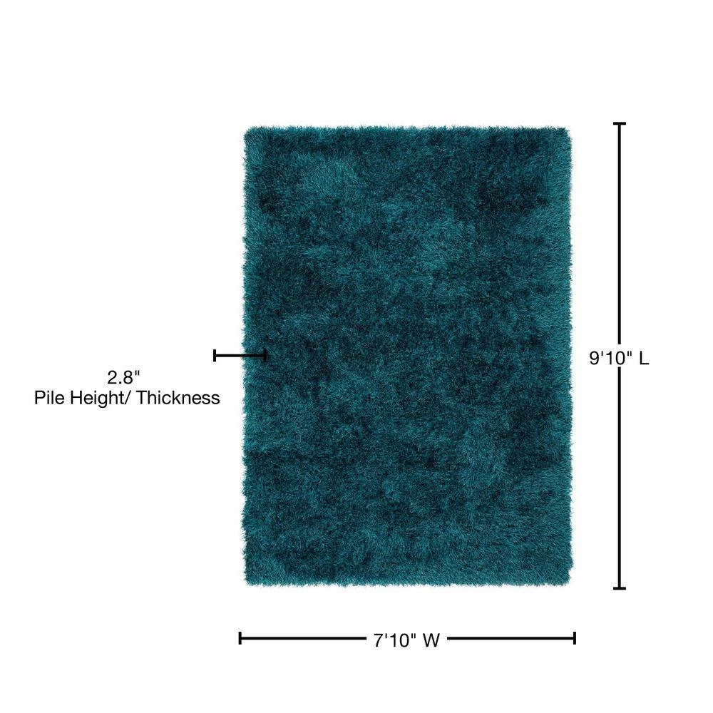 Kuki Chie Glam Solid Textured Ultra-Soft Teal 7 ft. 10 in. x 9 ft. 10 in. 2-Tone Shag Area Rug by Well Woven 11 Kuki Chie Glam Solid Textured Ultra-Soft Teal 7 ft. 10 in. x 9 ft. 10 in. 2-Tone Shag Area Rug by Well Woven - Image 9