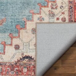 Lotus Towne Terra Blue Vintage Medallion Persian 2 ft. 7 in. x 9 ft. 10 in. Machine Washable Runner Rug by Well Woven -Linon Home Decor Sales terra blue well woven area rugs lot 210 2l 1f 1000