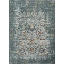 Kensington Goa Turkish Blue/Green 3 ft. 11 in. x 5 ft. 7 in. Vintage Oriental Distressed Area Rug by Well Woven
