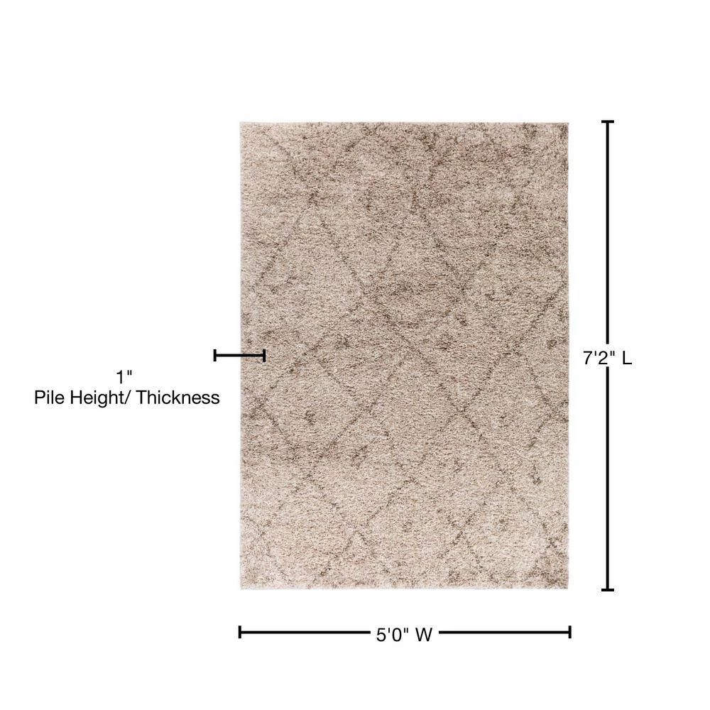 Madison Shag Moroccan Lattice Vanilla 5 ft. x 7 ft. Contemporary Argyle Area Rug by Well Woven 11 Madison Shag Moroccan Lattice Vanilla 5 ft. x 7 ft. Contemporary Argyle Area Rug by Well Woven - Image 9