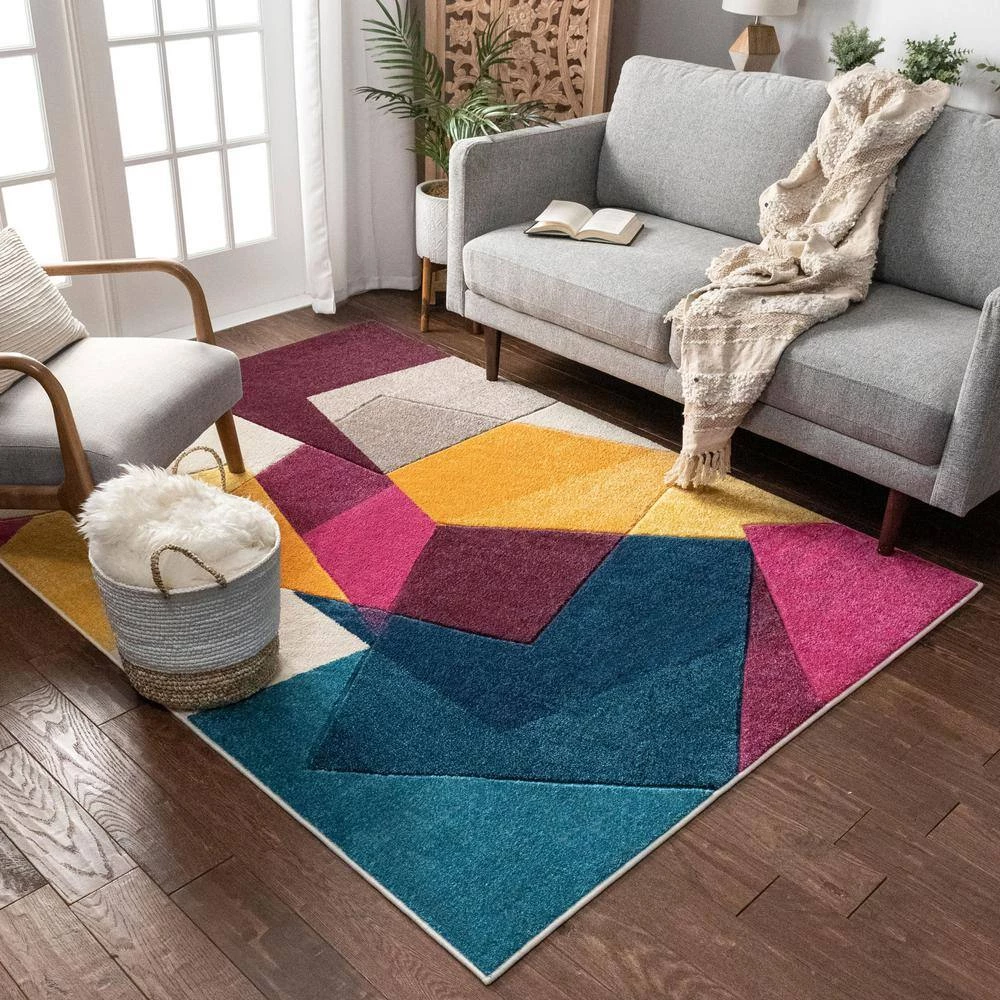 Ruby Bombay Violet 5 ft. x 7 ft. Mid-Century Modern Geometric Area Rug by Well Woven 9 Ruby Bombay Violet 5 ft. x 7 ft. Mid-Century Modern Geometric Area Rug by Well Woven - Image 7