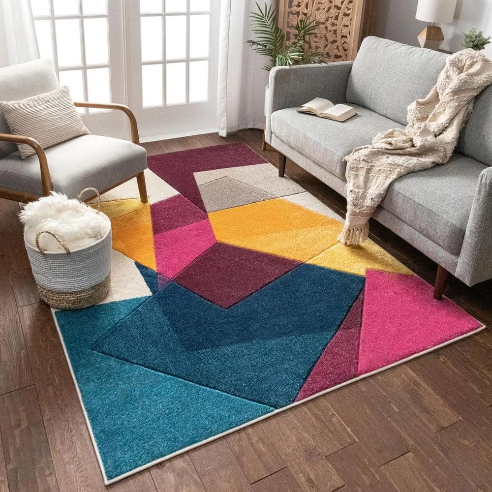 Ruby Bombay Violet 5 ft. x 7 ft. Mid-Century Modern Geometric Area Rug by Well Woven 4 Ruby Bombay Violet 5 ft. x 7 ft. Mid-Century Modern Geometric Area Rug by Well Woven - Image 2