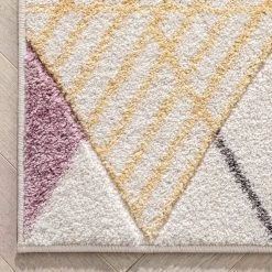 WHOA Prism White Geometric Distressed Scandinavian 3D Textured 5 ft. 3 in. x 7 ft. 3 in. Area Rug by Well Woven -Linon Home Decor Sales white well woven area rugs wh 42 5 44 1000