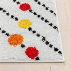 StarBright Dandy Dots and Stripes White 5 ft. x 7 ft. Kids Area Rug by Well Woven -Linon Home Decor Sales white well woven kids rugs 09665 4f 1000