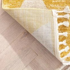 Kennedy Triangles Modern Geometric Pattern Yellow 3 ft. 11 in. x 5 ft. 3 in. Kids Area Rug by Well Woven -Linon Home Decor Sales yellow well woven area rugs ken 11 4 44 1000
